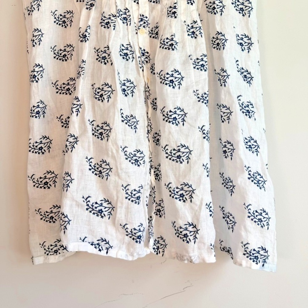 CP Shades Linen Floral Tunic Top Large Botanical Print Boho Coastal Sleeveless - Picture 3 of 11